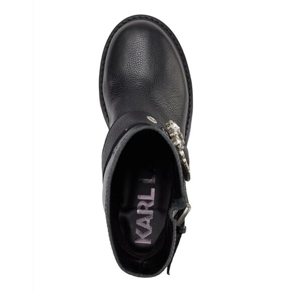 KARL LAGERFELD / Marceau / Black / Lug-Sole / Combat Boot / With Crystal Detail - Picture 5 of 9